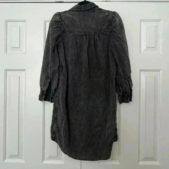 Rails Women XS ADELE puffer Sleeve ACID WASH Denim Dress Gray Lyocell Linen Boho - Picture 5 of 7